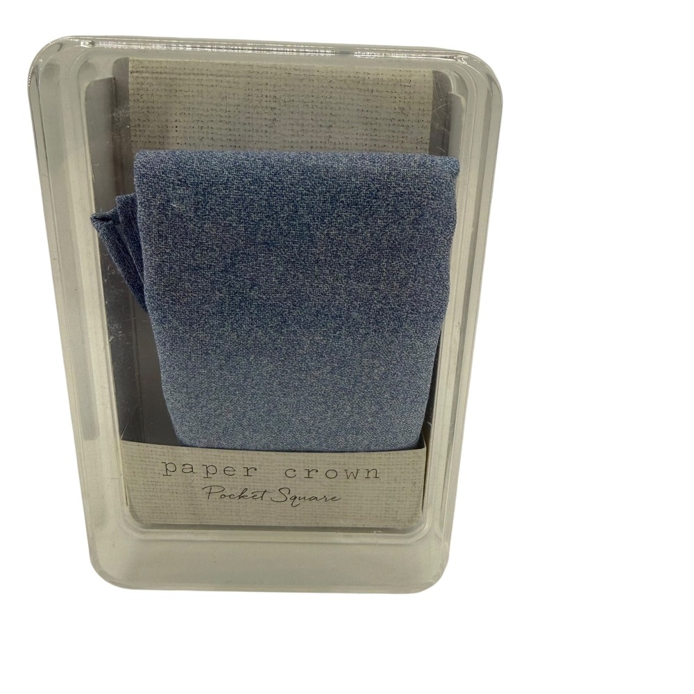 New Anthropologie Paper Crown Medium Blue Pocket Square‎ with Case